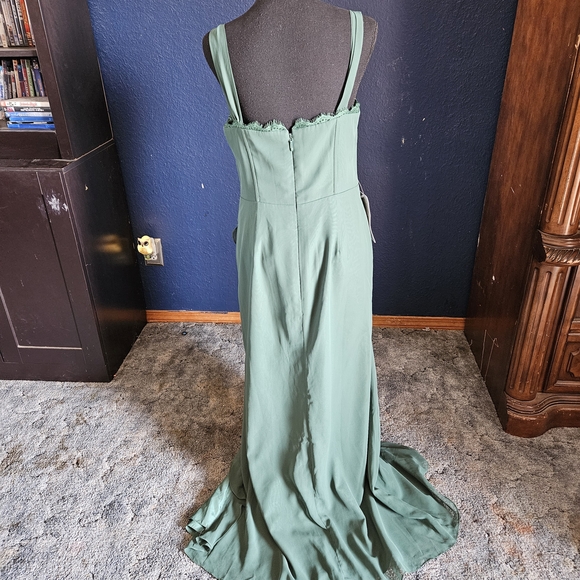 Azazie Camellia Dark Green Corset Maxi Dress womens size medium nwt - Picture 4 of 8